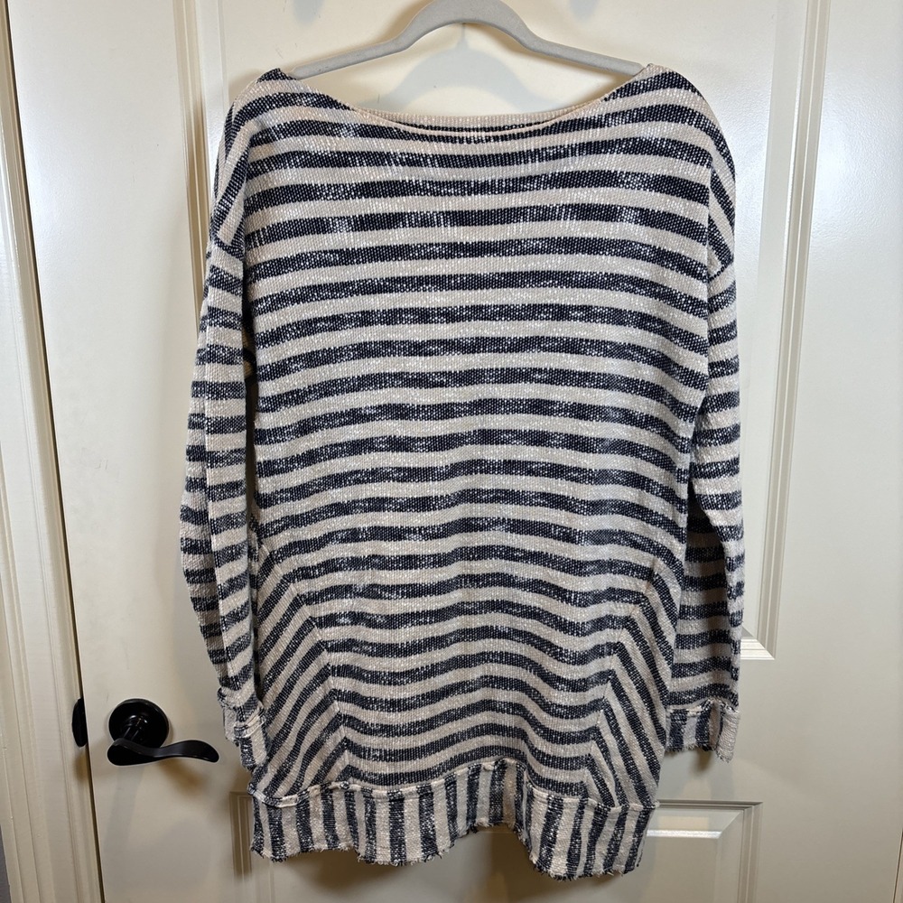 SOFT SURROUNDINGS Marina Striped Knit Pullover Tunic Top Sz Large Coastal Shirt